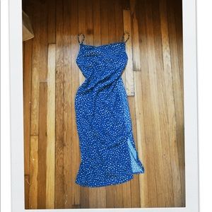 Polka Dot Blue Midi Dress